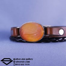 دستبند عقیق پرتقالی نقش یا زهرا