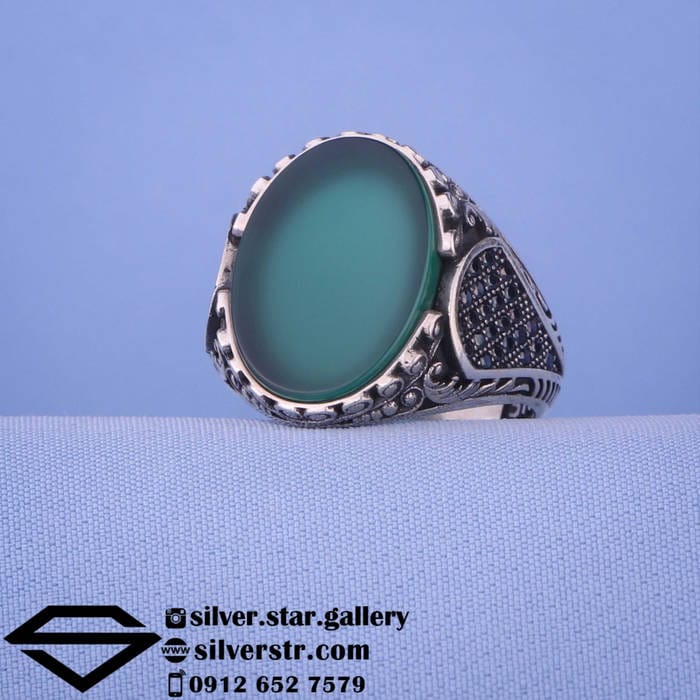 انگشتر عقیق سبز اسپرت کد 0483