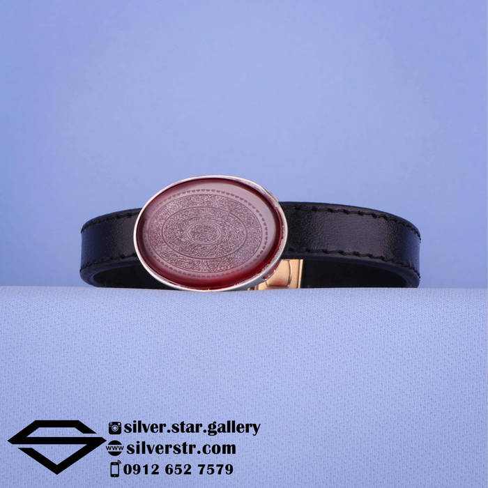 دستبند مردانه عقیق سرخ نقش ۱۶ سوره کد 0777