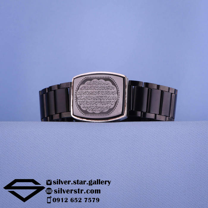 دستبند مردانه عقیق مشکی نقش آیت الکرسی کد 0751