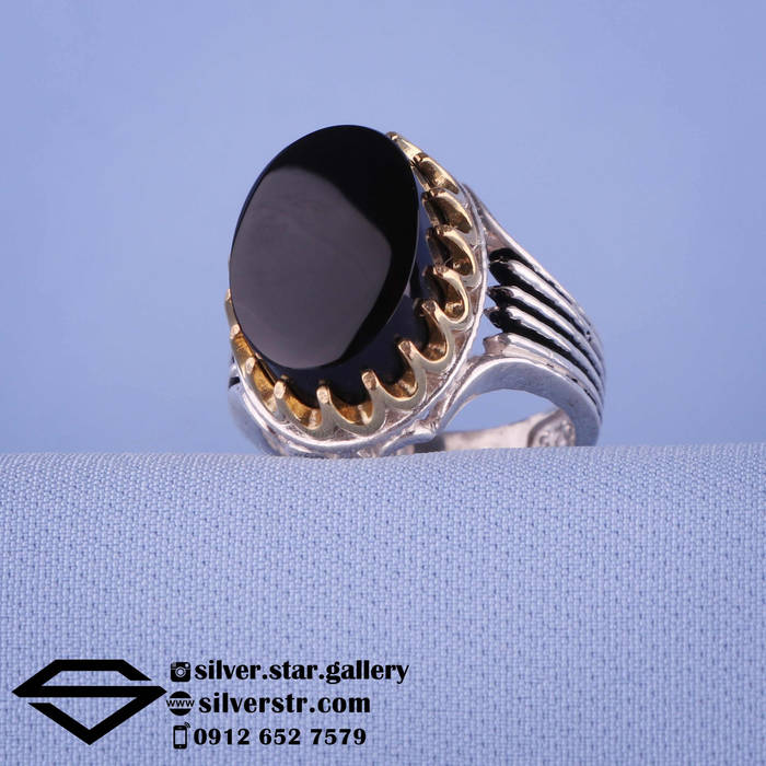 انگشتر مردانه عقیق مشکی یمنی کد 0838