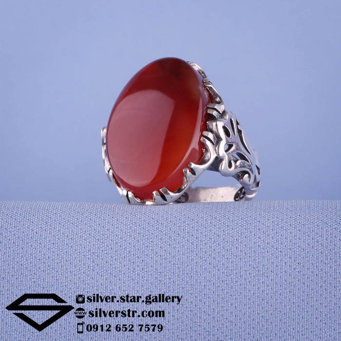 انگشتر مردانه عقیق سرخ یمنی کد 0843