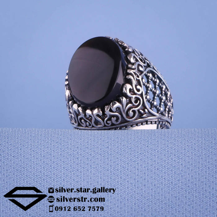 انگشتر مردانه عقیق مشکی یمنی کد 0848
