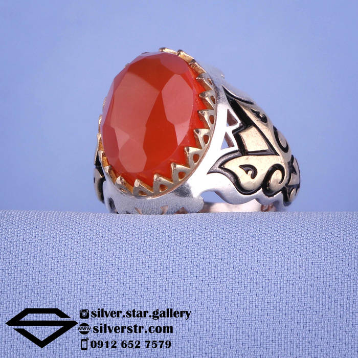 انگشتر مردانه عقیق پرتقالی یمنی کد 0850