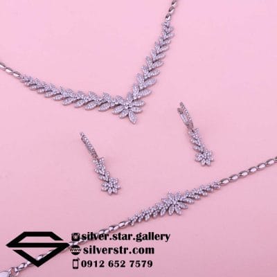 نیم ست نقره زنانه طرح گل کد 1343