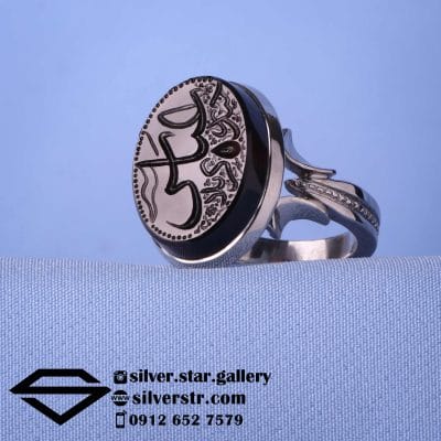 انگشتر دستساز مردانه عقیق مشکی نقش عباس کد 1682